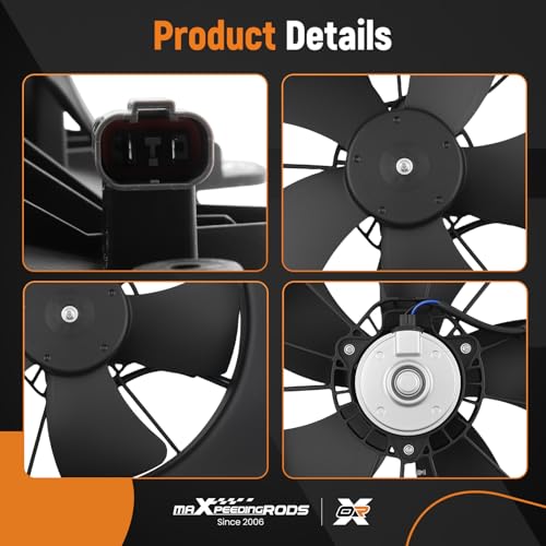 Image of maXpeedingrods Engine Radiator Cooling Fan Assembly for Honda Ridgeline V6 3.5L Left Side 2006-2008, Replace # 19015RJEA01, 19020RJEA01, 620273