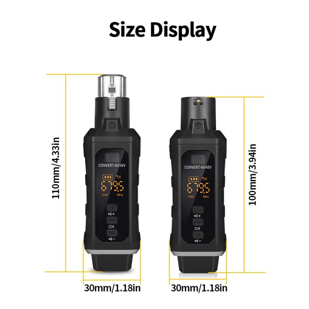 Adaptador XLR de Condensador de 48 V, Transmisor y Receptor de Micrófono Inalámbrico para Mezclador de Audio de Guitarra y Micrófono Dinámico