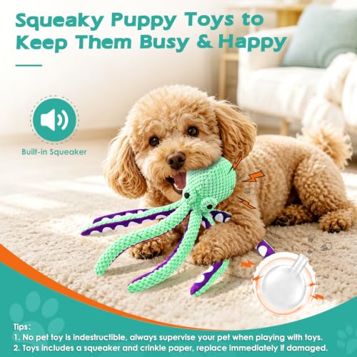 Image of Fuufome Octopus Squeaky Dog Toys for Puppy, Small and Medium Large Breed