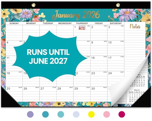 Desk Calendar 2026-2027 21-Month Calendar Runs Until June 2027 Large 17 x 12 Monthly Desktop & Wall Calendar for Home & Office - Floral