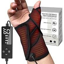 Hand Heating Pad for CMC Joint Thumb Arthritis, Heated Wrap Brace Splint Provides Support and Compression for Right Left Hand. Helps Men Women with Carpal Tunnel Relief, Wrist Pain, Tendonitis