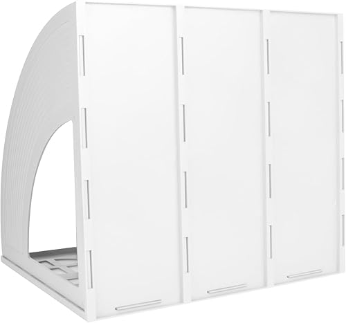 Miniatura 5 de SAYEEC Soporte organizador de escritorio para revistas, soporte de plástico para archivos, 3 compartimentos, divisores de gabinete, organizador de
