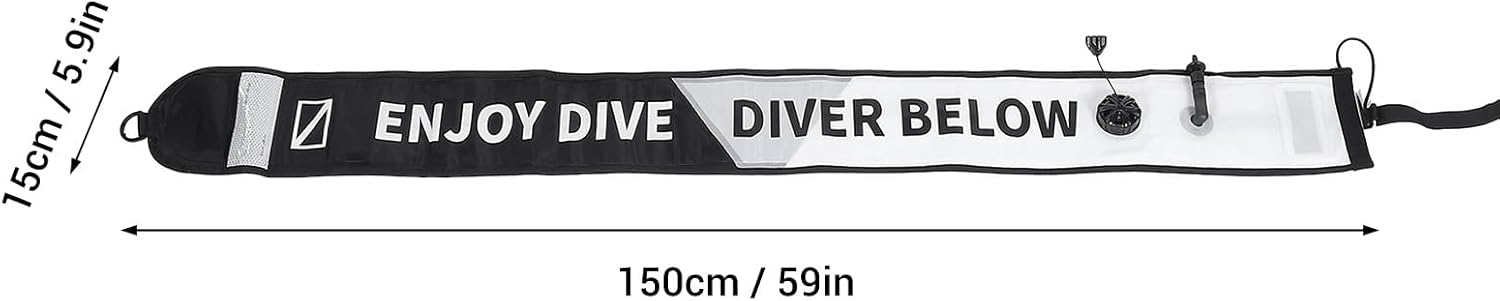 Scuba Diving Surface Marker, High Visibility Nylon SMB with Oral Inflation Tube for Diving Underwater Safety