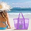 Ansamy Grand Sac de Plage en Maille Femme XXL Sac de Voyage Pliable Tote Bag avec Poches Léger Sac Piscine Grand Beach Bag Cabas Femme Plage Piscine Vacances Gym (Violet) #5