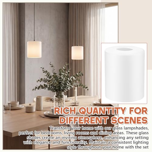 Image of Teenyyou 3 Pcs Frosted Glass Shade Replacements for Pendant Light Fixtures Glass Lamp Shade Cover, 1-5 /8 Inch Fitter, 4 inchw x 4.7 inchh, Replacement Lamp Globe for Chandelier Wall Light Sconce