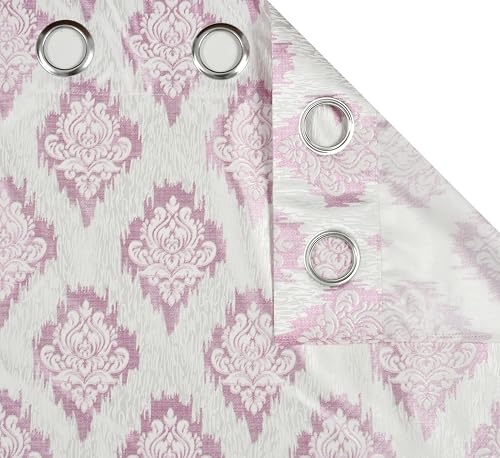 Image of Yarnis Polyester Damas Printed Room Darkening Curtains 5 Feet Long Set of 2 for Door & Windows Living Room, Lavender, Parda