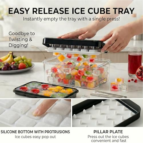 Bandeja para cubitos de hielo con tapa y pinzas, 40 cubos miniatura 3