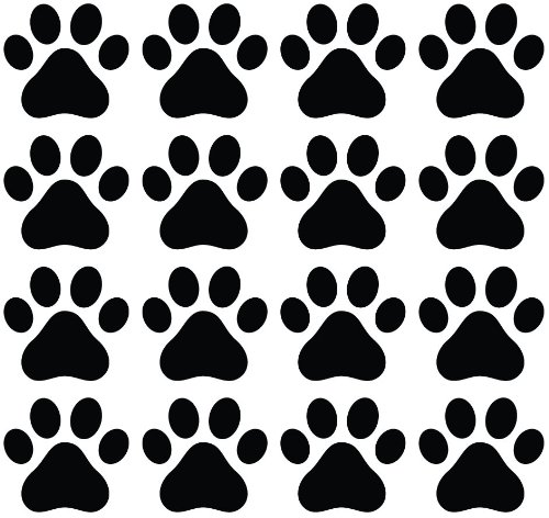 Dog Paw Prints - Matte Finish Vinyl Decal Sticker for Walls, Electronics (Color Variations Available) (Black, 16)
