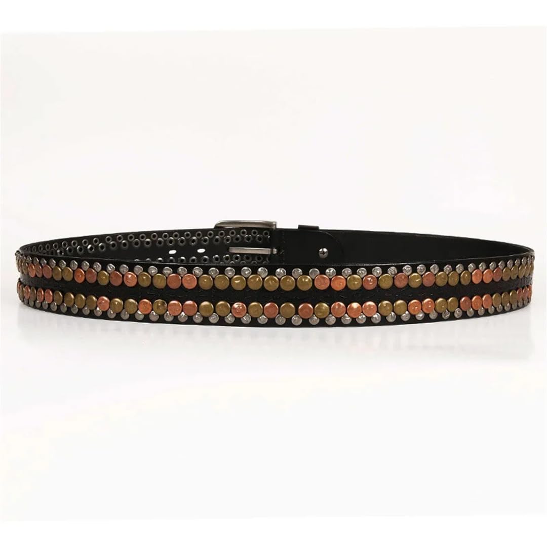 Cintura da donna punk rotonda rivetto cintura in pelle fibbia fibbia cintura unisex moda