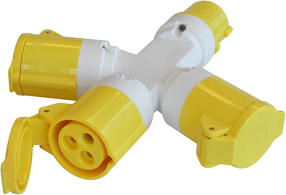 Faithfull FPPSOCK3WAY 3 Way Splitter 110V 16A, Yellow