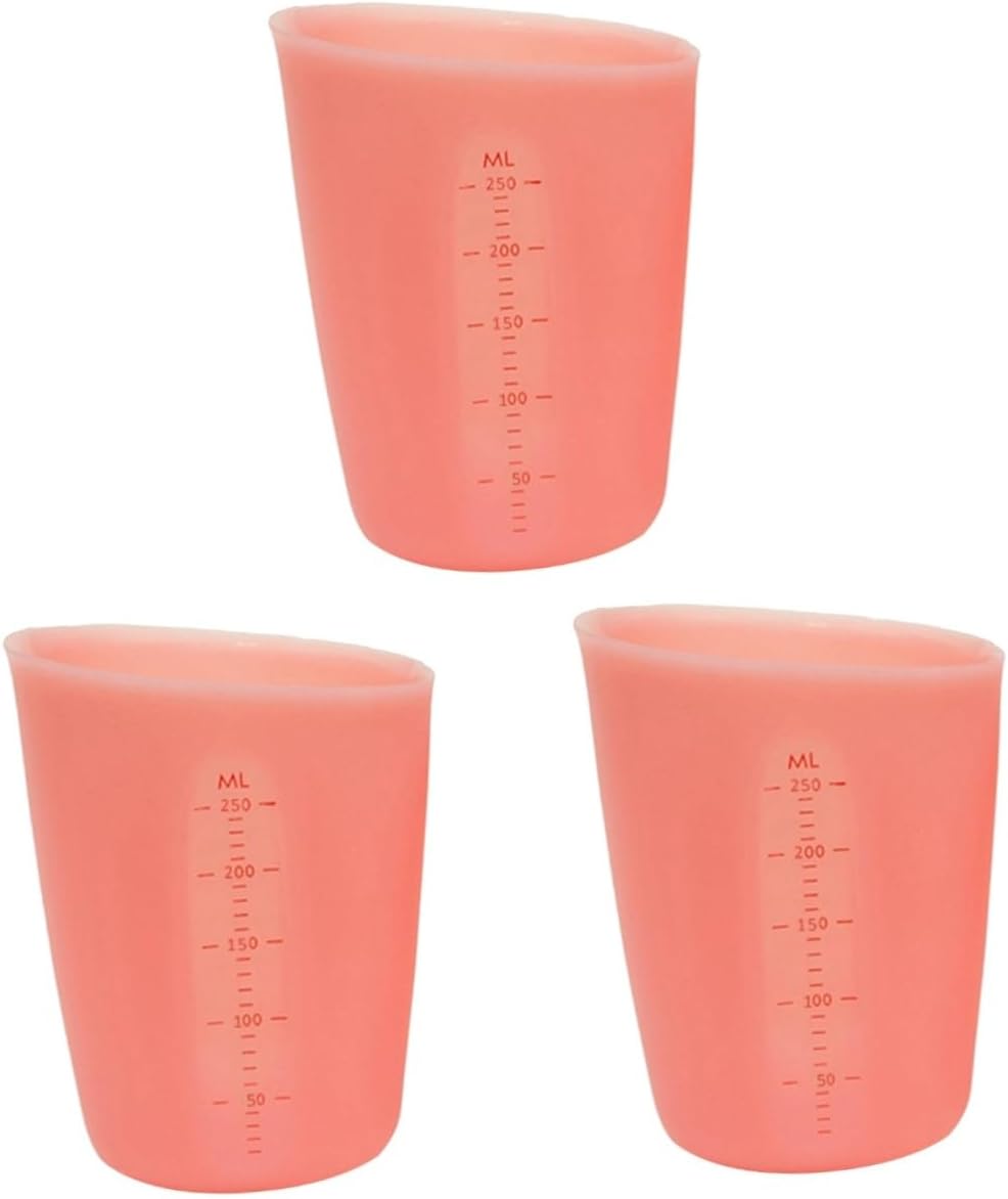 IMIKEYA 3pcs Silicone Measuring Cup Double Scale Food-grade Translucent Mixing Cup for Cooking Baking Random for Precise Measurements