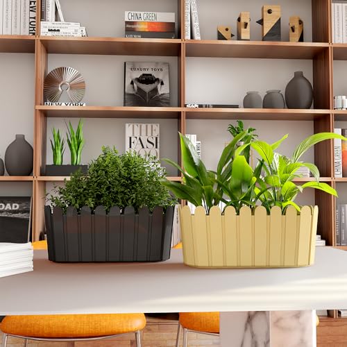 Image of YUCCABE ITALIA SHERA Fence-TRA 14 INCH Plastic Flower Pot Suitable for Inddor Outdoor Kitchen Garden