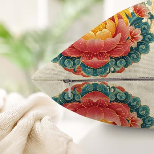 Housse de coussin 80x80cm en lin avec impression double face et zip invisible - 5