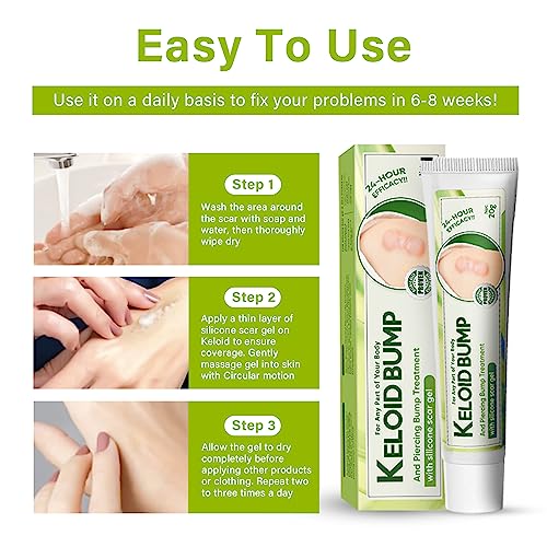 Keloid Bump Removal, Scar Treatment Cream, Silicone Acne Scar Gel, Gentle Effective Aftercare Solution for Injury & Surgery, Skin Repair for Face & Body, 20g