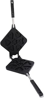 Aramox Heart Shape Waffle Maker Pan, Non Stick Double Sided 8.7in | Aluminum Alloy, Mini Waffle Baker for Breakfast , Dorm or Small Kitchen, Easy Store Hook Design