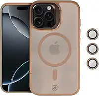 Gshield Capa Case Capinha Titanium Desert com Protetores de Lente e Alça Suporte Elevada na Câmera, Compatível com MagSafe para (Bege, iPhone 16 Pro Max)