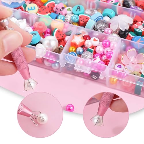 2 Stück Piercing Ball Greifer Piercing Kugel Zange Piercing Kugel Aufdreher Piercing-Ball-Halter, Juwelier-Aufnehmwerkzeug, Kleinteile-Greifer für Die Schmuckherstellung (Pink, Silber)