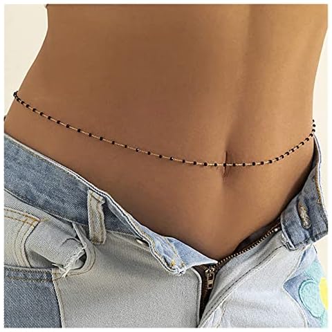 ZZZYW Vintage Crystal Waist Bead Ladies Belly Chain Sexy Body Chain Beach Vacation Jewelry, Size : One size, White,Gold,Black Cover