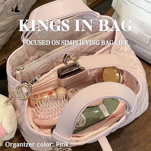 Image of Purse Organizer Insert for Dior Toujours Small Bags, Satin Luxury Bag Insert, Lightweight & Portable Purse Shaper with Pockets, Ideal for Travel, Shopping, and Daily Use(Pink, Toujours S)