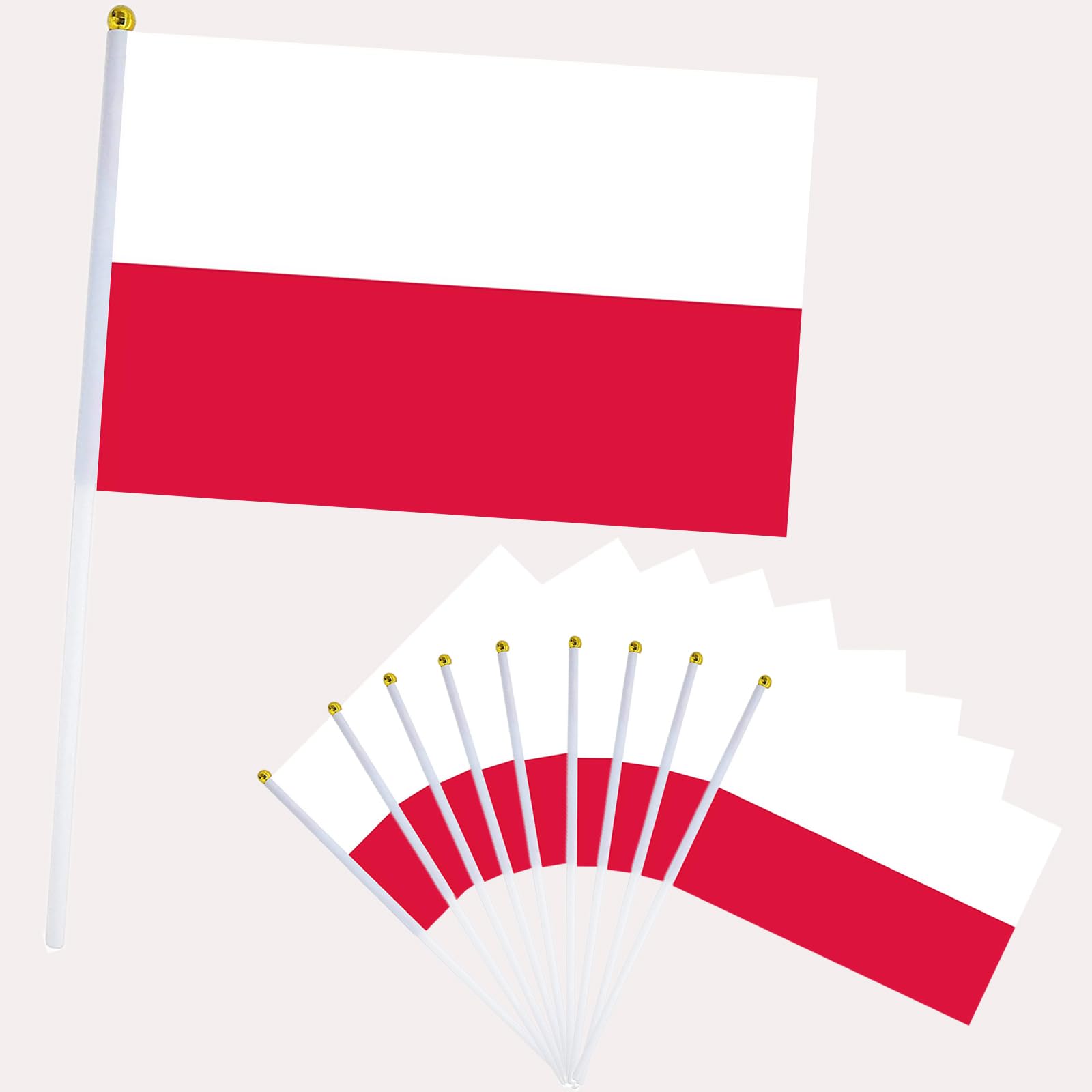 10Pcs Poland Flags for Fifa World Cup Football 2026 Decorations, 14X21cm Mini Poland Flag, Small Polska Flags on Sticks, Hand Held Polska Flag for Eurovision Euro Football Street Party Décor — image 1