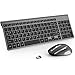 Wireless Keyboard Mouse, Compact Full Size Less Noisy Keyboard and Mouse,Sleek Design and High Precision 2400 DPI for PC,Desktop,Computer, Laptop, Windows XP/Vista/7/8/10 by JOYACCESS- Black and Gray