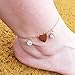 Produktbild Jovano Boho Beach Heart Fußkettchen mit Herzförmiger Anhänger aus Pailletten Foot Jewelry für Frauen und Mädchen