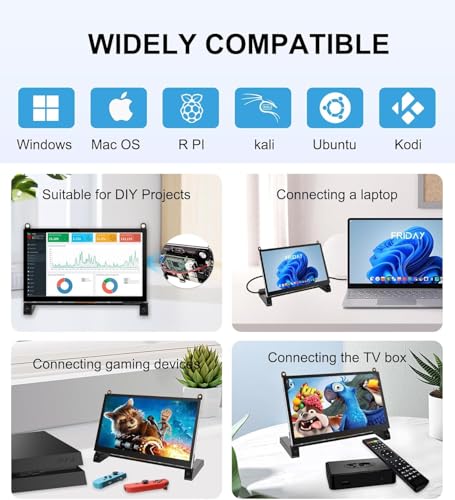 Image of 7 Inches Touchscreen Monitor, HD 1024x600 IPS LCD Capacitive Touch Screen Compatible with R Pi 4B /3B+ /3B /2 /1B+ /Zero Ora Pi 5 Por /3 Plus /3B /4B Ban Pi and Windows 10 /8 /7 (CX-070-A3 US) 1