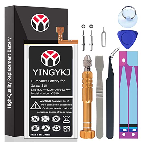 YINGYKJ Galaxy S10 Battery, Upgraded 4200mAh High Capacity 0 Cycle Battery EB-BG973ABU Replacement for Samsung Galaxy S10 SM-G9730 with Complete Tool Kits
