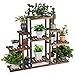 GIANTEX Regał na rośliny, drewniany, regał na kwiaty, 6 poziomów, schodki na rośliny, wielopoziomowy, stojak na kwiaty, do ogrodu, na balkon, duży regał drewniany, 120 x 25 x 96 cm