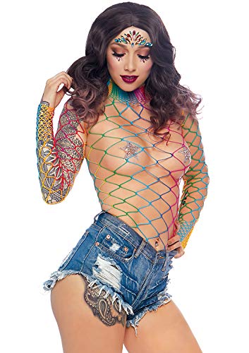 Body arrastão com gola colorido – Leg Avenue