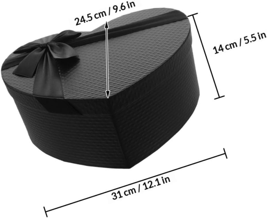 Ciieeo 2pcs Heart Shaped Decorative Boxes Large Black Cardboard Boxes with Lid for Valentine's Day Flowers Chocolates Candy Packaging
