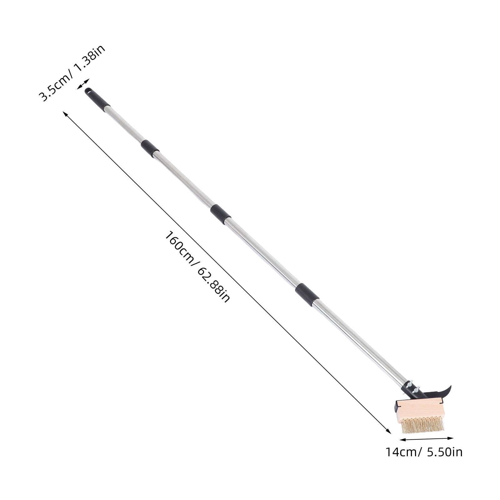 1 Juego de Cepillo para desherbar Grietas para el Cuidado del césped, Cepillo Multifuncional de cerdas de Alambre de 1,6 m/63'', desherbador Manual con Mango Largo para Eliminar el