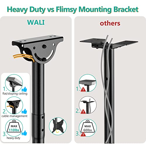 Wali Tv Ceiling Mount Adjustable Bracket Fits Most Led, Lcd, Oled And Plasma Flat Screen Display 26 To 65 Inch, Up To 110 Lbs, Vesa 400X400Mm (Cm2665), Black #TOP6