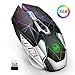 Coener T10 Mouse Gaming Wireless, 2.4G Mouse da Gioco con 3 DPI Regolabile,7 Colori LED Light per PC Laptop Notebook Gamer (Nero)