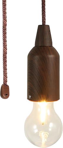 Battery Operated Retro Vintage Bulb Light with Pull String for Camping Tent Decorative Outdoor Party Lamp for Christmas Portable Ambient Night Light