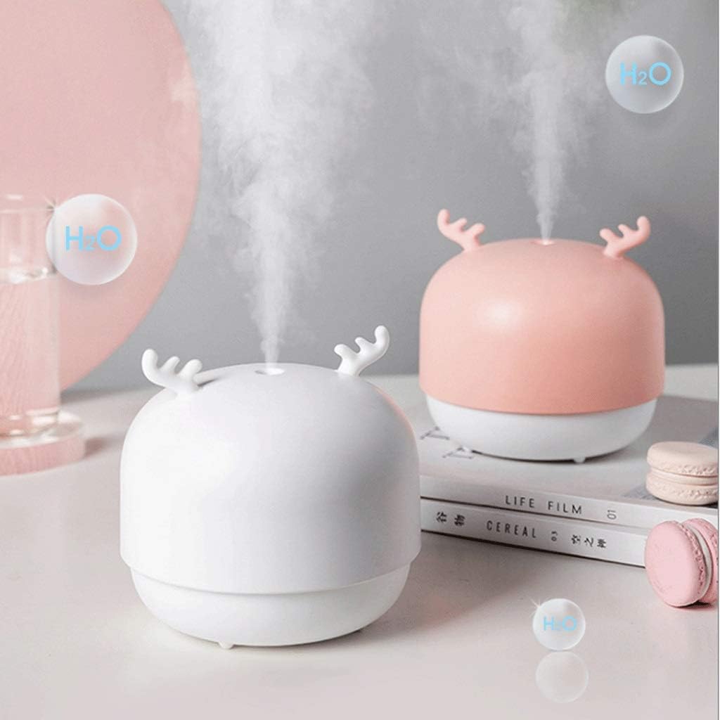 Humidifiers USB Humidifier Small Home Silent Office Desktop Portable Mini Large Fog Volume Bedroom Dormitory Students Portable Aromatherapy Essential Oil Car Mineral Water Replenishing Sp (White)