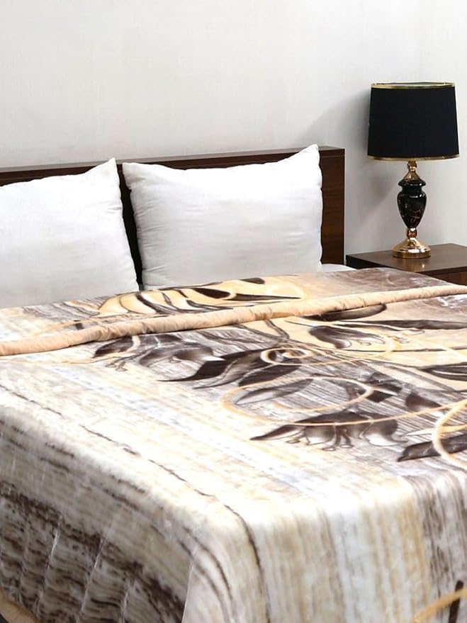 Image of Signature Exclusive Supersoft Luxury Heavy Winter Double Ply Double Bed Mink Blanket - 4.5 kg | 100% Polyester | 2.10 m x 2.40 m | Royal Luxe Comfort for Extreme Cold (Rustic Bloom)