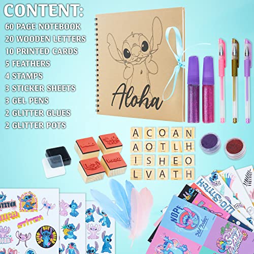 Disney Stitch Scrapbook Kit for Kids DIY Kit with Wito Scrapbook DIY Scrapbooking Accessories Stickers Stamps Gel Pens Glitter Girls Art Set Stitch Gifts for Girls - image 6