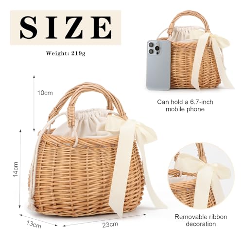 Bolso tejido natural de mimbre KUANG para mujer miniatura 2