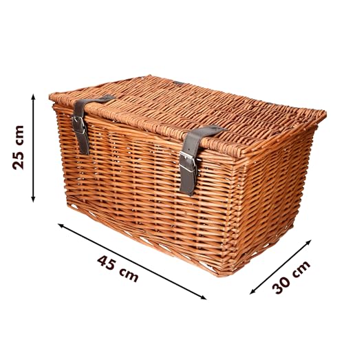 Bicycle Gear Rattan Fahrradkorb Vorne Groß - Lenkerkorb Fahrrad 30L - Bäckerkorb 45 x 30 x 25 cm - Gepäckträger Vorne Fahrrad Zubehör - Fahrradkorb Geflochten, Braun