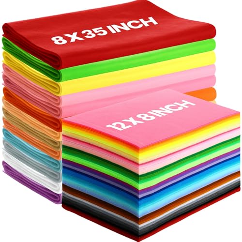 Image of Reginary 120 Pcs 8 x 12 Inch & 8 x 35 Inch Felt Sheets Bulk for Craft 40 Assorted Color Felt Fabric Squares Stiff Paper for Back to School Fall Festival Holiday DIY Craft Sewing Patchwork (Fresh)