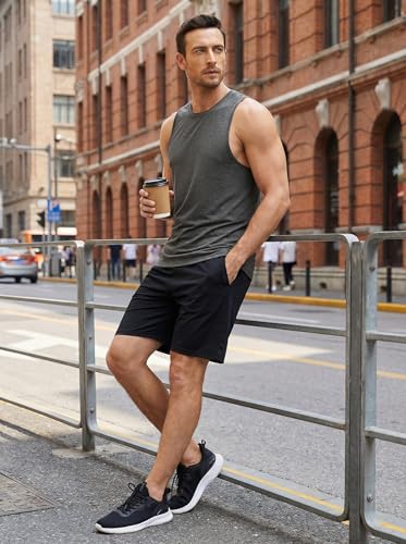 Image of PINSPARK Men's Tank Tops Quick Dry Summer Workout Muscle Shirt Athletic Casual Sleeveless Shirts for Bodybuilding Beach Gym