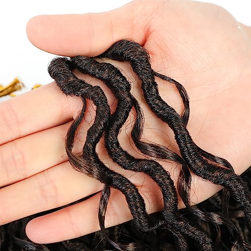 8 Packs Goddess Faux Locs Crochet Hair for Black Women, Long Goddess Locs Crochet Hair, Boho Style Locs, River Hair with Curly Ends (22Inch, T30#, 8Packs)