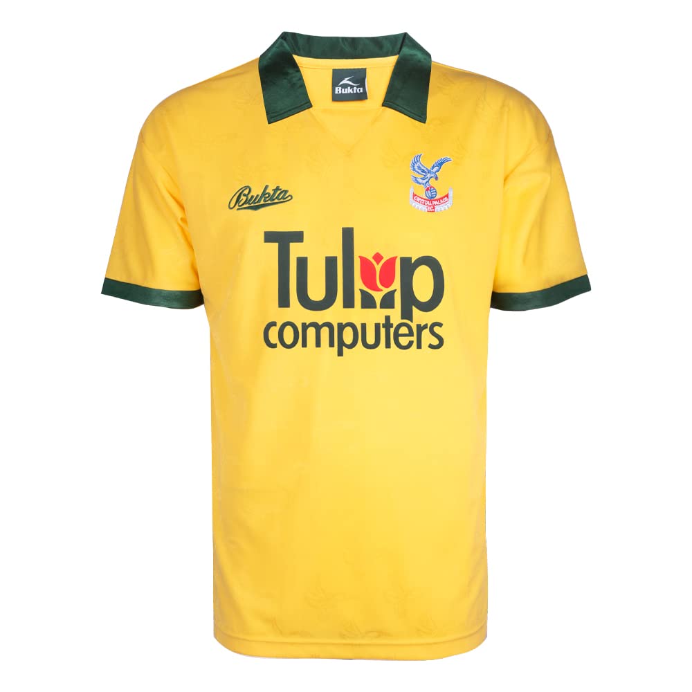 Crystal Palace 1991 Away Retro Football Shirt Yellow Small Polyester