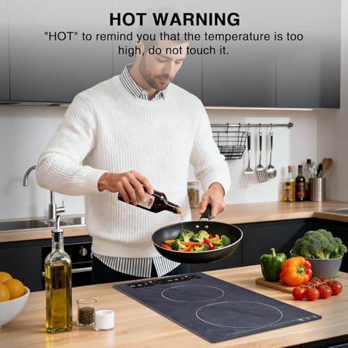Image of Double Induction Cooktop Portable Electric Cooktop 12 Inch, 110V Induction Burner Hot Plate with Safety Lock, Auto Shutoff Timer Setting, 9 Heating Level and Overheating Protection