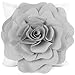 kilofly Home Decorative Throw Pillow Cover, 18" x 18", 3D Floral Grey, White