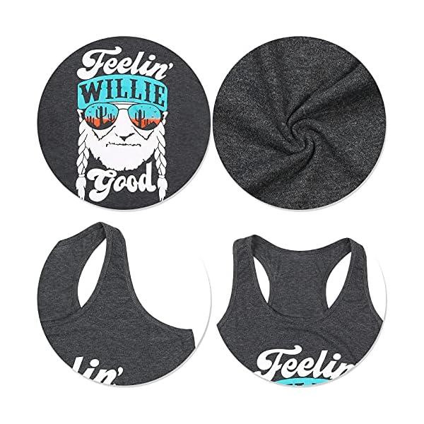 MOUSYA-Women-Tank-Top-Feelin-Willie-Good-Letter-Printed-Graphic-Vest-Top-Casual-Tee-Gray MOUSYA Women Tank Top Letter Printed Vest Top Summer Casual Country Concert Sleeveless Tee