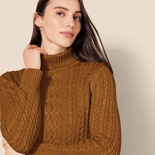 Image of Amazon Essentials Women's Long Sleeve Fisherman Cable Knit Turtleneck Sweater (Available in Plus Size)