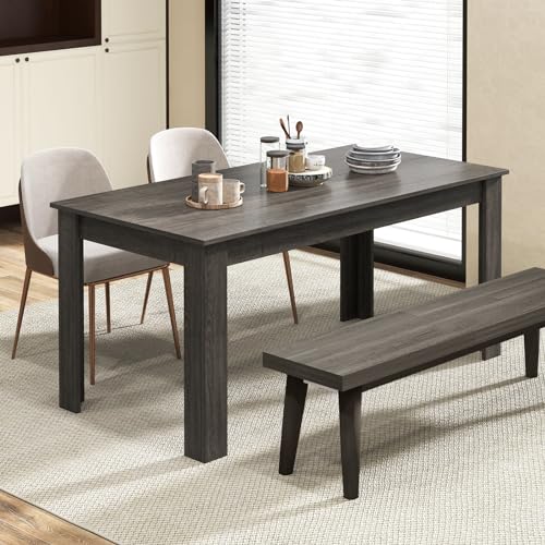Image of Giantex Dining Table, 63 inch L x 31.5 inch W x 30 inch H Large Farmhouse Center Table with 330LBS Capacity, Kitchen Table for Living Room, Home Office, Dinette, Dinner, Dining Room, Restaurant, Grey