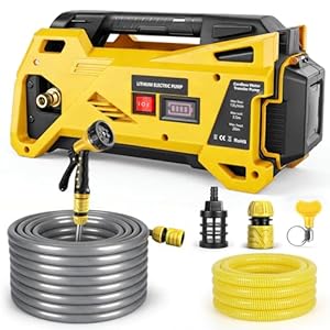 Waterpomp, compatibel met DeWalt 20 V accu, draadloze draagbare zelfaanzuigende elektrische pomp voor huis, zwembad, camper, tuin, whirlpool, vijver, aquarium (zonder accu)